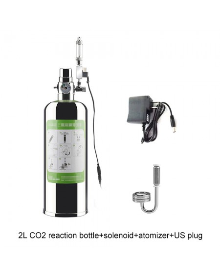 2L Aquarium CO2 Generator System Kit CO2 Stainless Steel Cylinder Generator System with Solenoid Valve Bubble Diffuser Carbon Dioxide Reactor Kit for Plants Aquarium