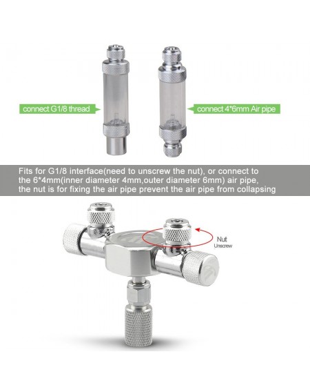 Aquarium Tank CO2 Splitter Regulator Distributor Needle Fine Adjusting Valve for CO2 Regulator with 2 Way Outlets