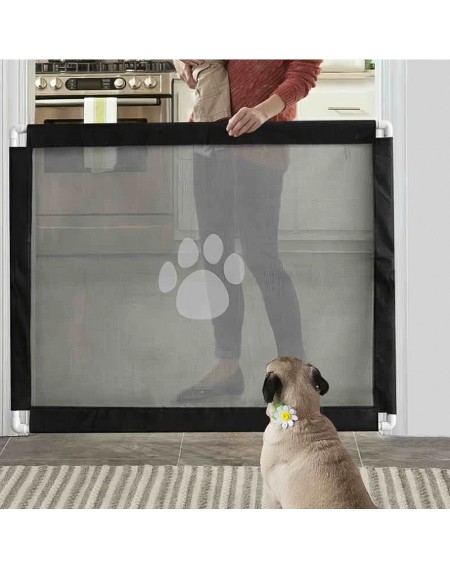 Magic Gate Pet Safety Gate Folding Portable Guard Net Fence Install Anywhere for Dogs Cats Pets Fits Space Within 39IN