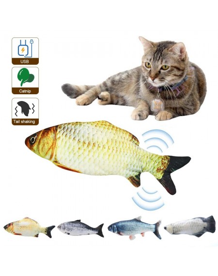 Electric USB Charging Simulation Fish Cat Toy Funny Interactive Pets Cats Catnip Toys for Cat Kitty Kitten-Perfect for Biting Chewing Kicking