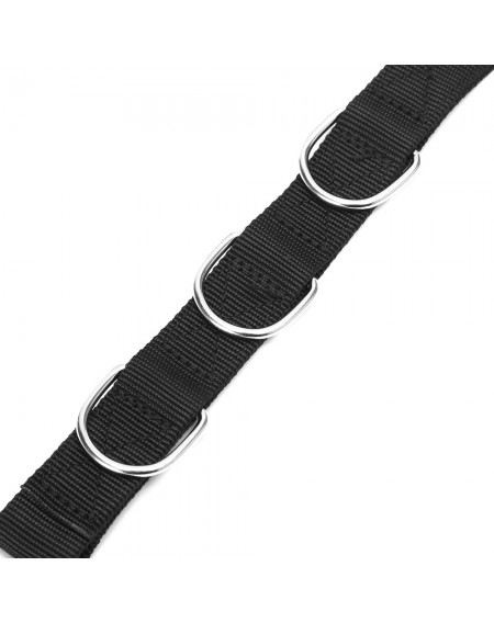 Adjustable Dog Grooming Belly Strap D-rings Bathing Band Free Size Pet Traction Belt (Black)