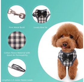 Pet Vest Harness Set w/Leash Adjustable Chest Strap for Small Dog Cat Puppy Bichon Frise Schnauzer Pomeranian
