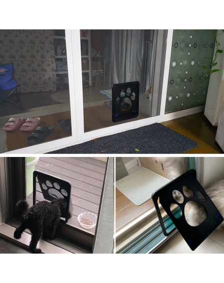 Pet Screen Door Magnetic Flap Screen Automatic Lockable Black Door for Small Cat Kitten Puppy