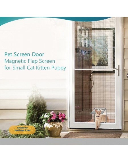 Pet Screen Door Magnetic Flap Screen Automatic Lockable Black Door for Small Cat Kitten Puppy