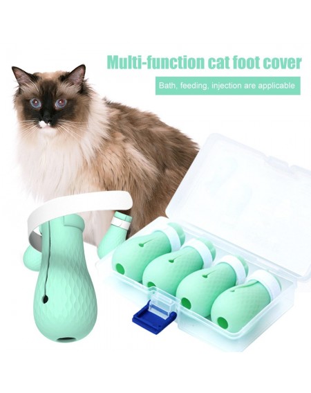 Anti-scratch Cat Shoes 4PCS/Set Grooming Bag Pet Paw Protector for Bathing