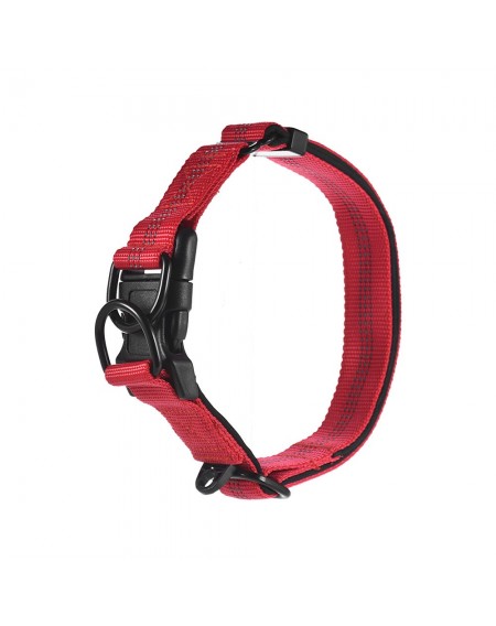 Strong Durable Dog Collar Dual D-ring Nylon Length Adjustable Reflective Strips Comfortable Neck Pet Collars for Large Medium Dogs