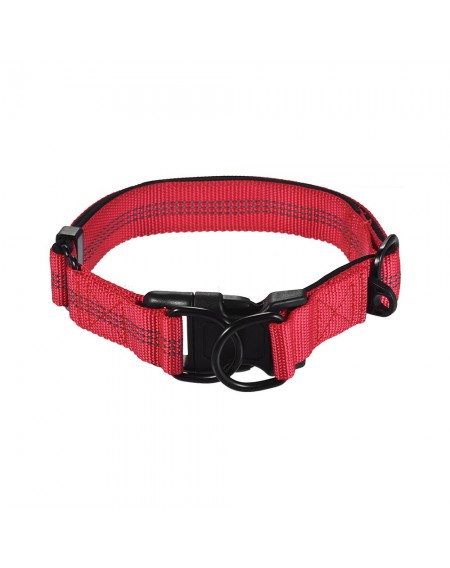 Strong Durable Dog Collar Dual D-ring Nylon Length Adjustable Reflective Strips Comfortable Neck Pet Collars for Large Medium Dogs