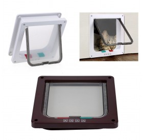 Cat Door Pet Entry Safe Ferromagnetic Pet Flap Door 4 Ways Locking Automatically Close for Kitty Small Dogs