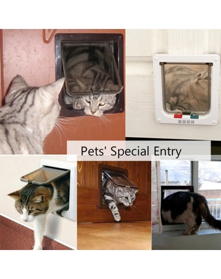 Cat Door Pet Entry Safe Ferromagnetic Pet Flap Door 4 Ways Locking Automatically Close for Kitty Small Dogs