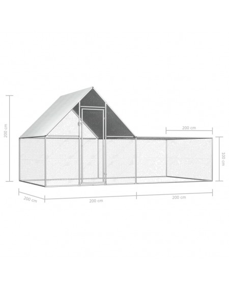 Chicken coop 4 × 2 × 2 m Galvanized steel