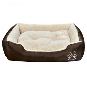 Dog Bed with soft padding size L Brown