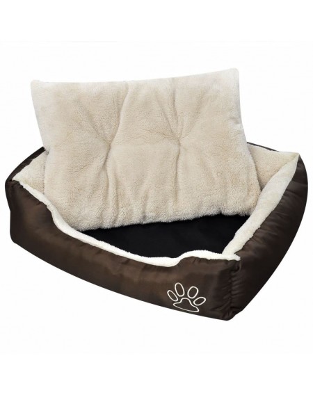 Dog Bed with soft padding size L Brown