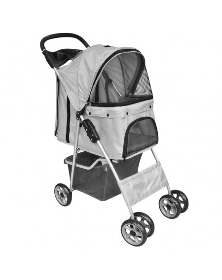 Dog / cat pet buggy foldable travel cart gray