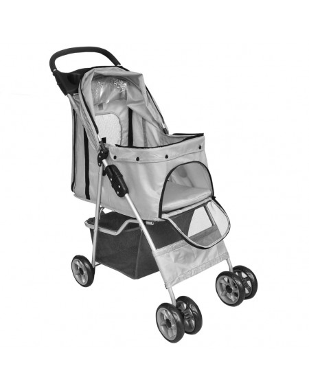 Dog / cat pet buggy foldable travel cart gray