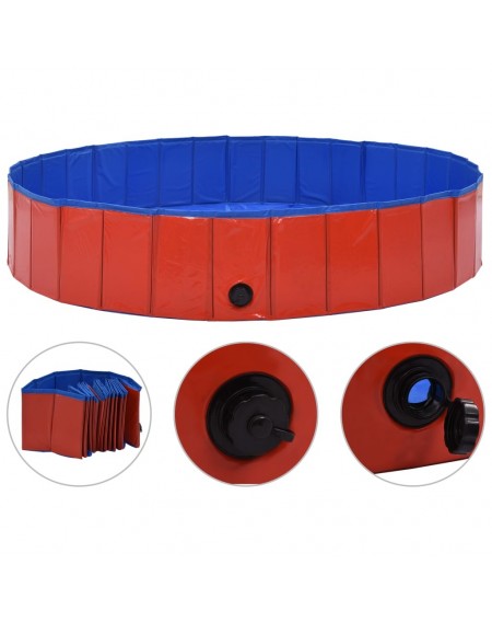 Dog pool foldable red 160 x 30 cm PVC
