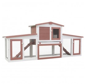 Large outdoor hutch Brown and white 204x45x85 cm Wood