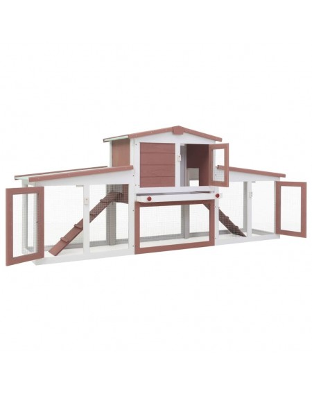 Large outdoor hutch Brown and white 204x45x85 cm Wood