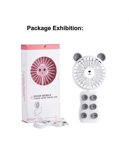 New USB Portable Mini Rechargeable Handheld Fan Silicone Suction Cup Mobile Phone Bracket Night Light Fan