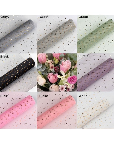 5Y/Roll Mesh Wrapping Material Sequins Star Moon Lace Flower Gift DIY Wrapping Packaging Decoration
