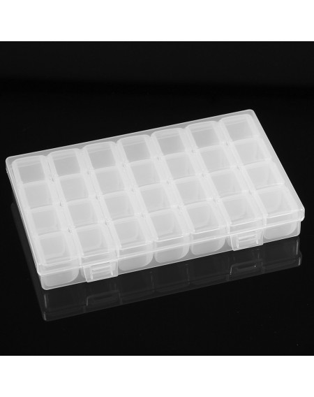 28 Grids Transparent Storage Lastics Box Shatter-Resistant Individual Manicure Mini Diamonds Tools Storage Box With Cover