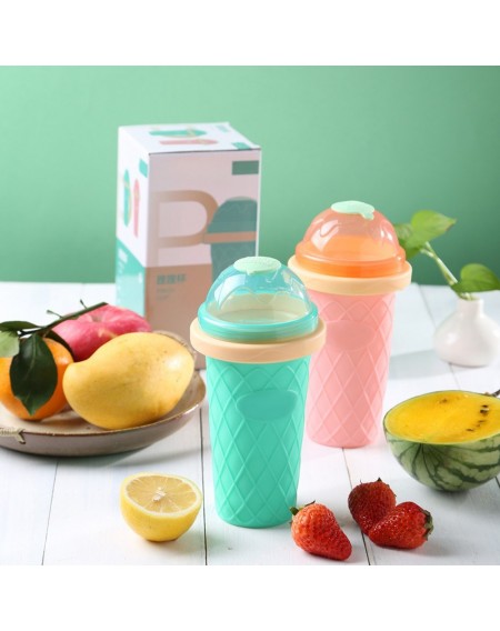 Net red with the homemade diy ice cream smoothie cup juice cup children's summer double-layer fast cooling pinch cup Pink