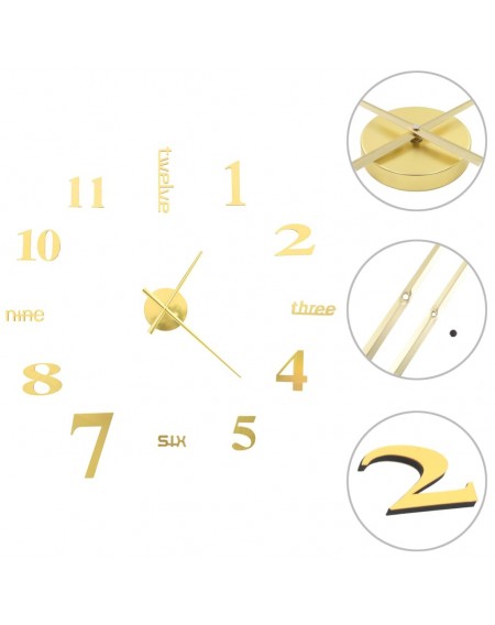 3D wall clock Modern design 100 cm XXL Golden
