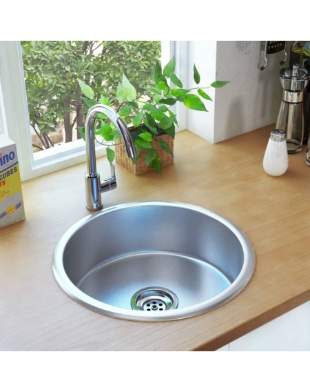 Built-in sink with strainer and siphon stainless steel