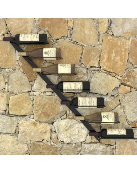 Wall wine rack for 7 bottles black metal