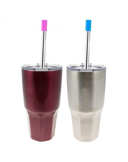 Useful Reusable 304 Stainless Steel Straw with Dust Cap Milk Tea Straws with Brush Party Drinking Accessories
