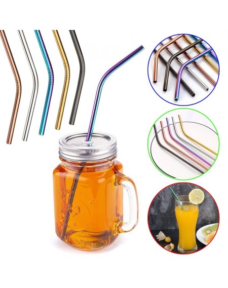 Useful Reusable 304 Stainless Steel Straw Milk Tea Straws with Brush Party Drinking Accessories
