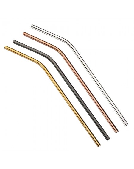 4pcs Multicolor Reusable Stainless Steel Straws Eco-friendly Bent Straw Drinking Metal Straws Random Color