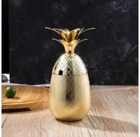 Pineapple Wine Glass Stainless Steel Craft Cocktail Tumbler Modern Design Glass for Kitchen Bar Party