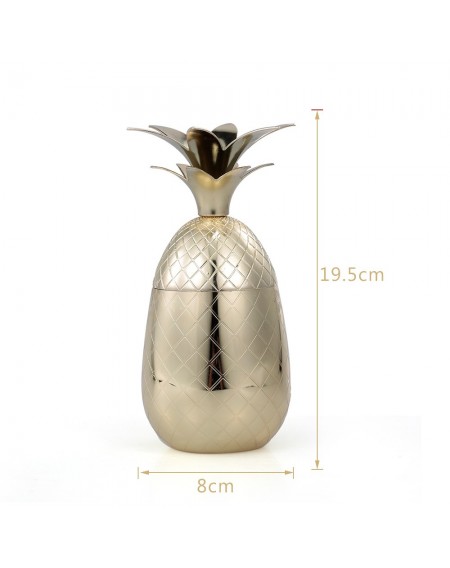 Pineapple Wine Glass Stainless Steel Craft Cocktail Tumbler Modern Design Glass for Kitchen Bar Party