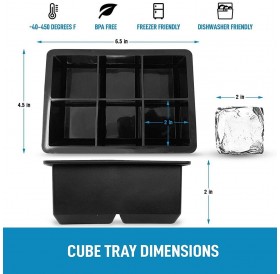 Food Grade Silicone Ice Cube Tray 6 Grids Square Ice Ball Cube Mold Small Ice Maker  for Whiskey, Reusable