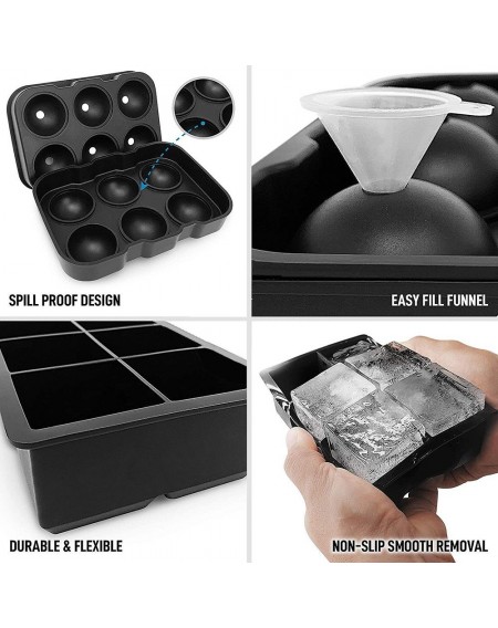 Food Grade Silicone Ice Cube Tray 6 Grids Square Ice Ball Cube Mold Small Ice Maker  for Whiskey, Reusable