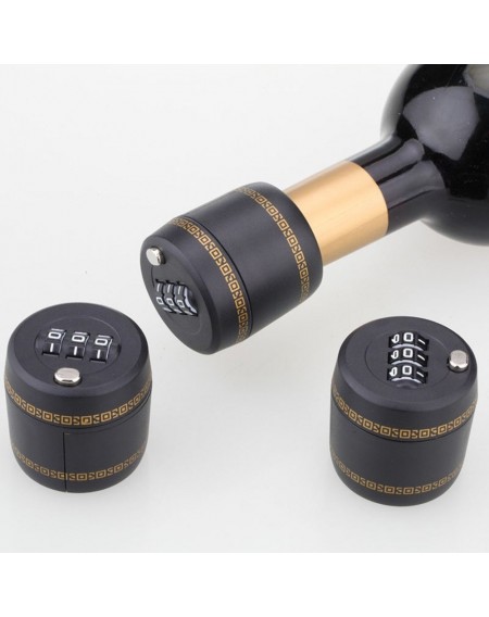 Three Digital Coded Lock Black Plastic Wine Bottle Password Lock Red Wine Stopper Safe Gift Combination Locks and Wine Preservation Product Liquid Vacuum Device
