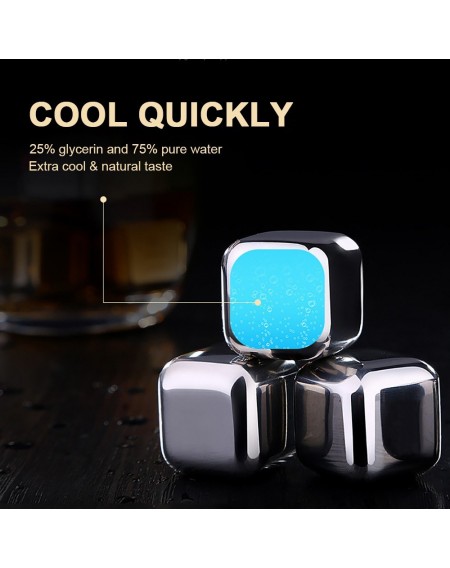 8pcs Reusable Stainless Steel Ice Cubes Chilling Stones  for Whiskey Wine Beer Juice Cool Drinks