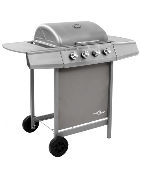 Gas grill barbecue with 4 burners Silver