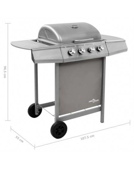 Gas grill barbecue with 4 burners Silver