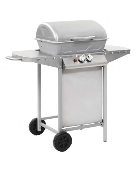 Gas barbecue with 2 cooking zones Silver steel