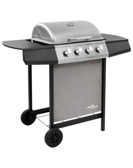 Gas grill with 4 burners black and silver