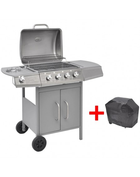 gas barbecue grill 4 + 1 silver homes