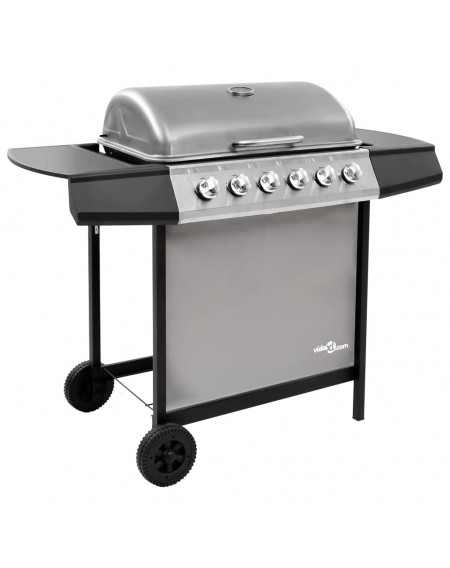 Gas grill barbecue with 6 burners Black and silver