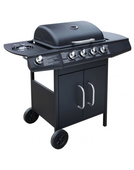  Gas Barbecue 4 + 1 Cooking Area Black