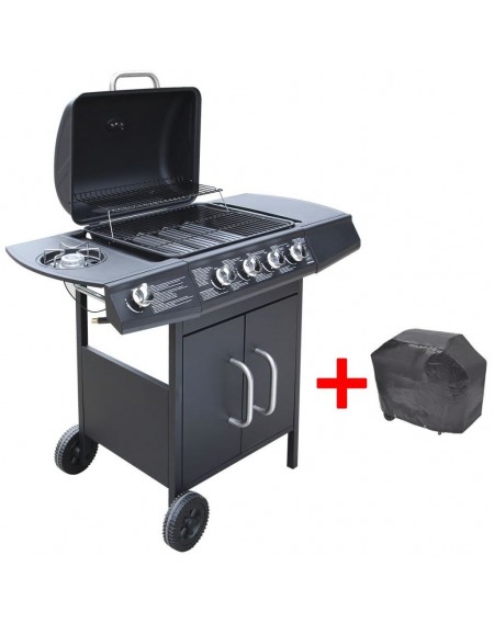  Gas Barbecue 4 + 1 Cooking Area Black
