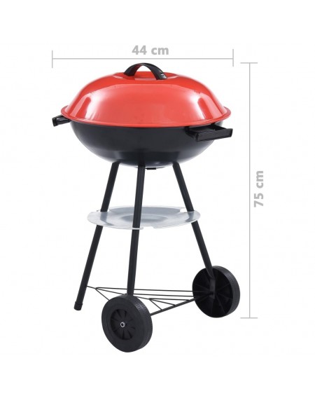 Portable XXL charcoal kettle grill with wheels 44 cm