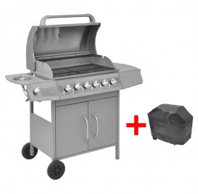 gas grill barbecue 6 + 1 silver homes