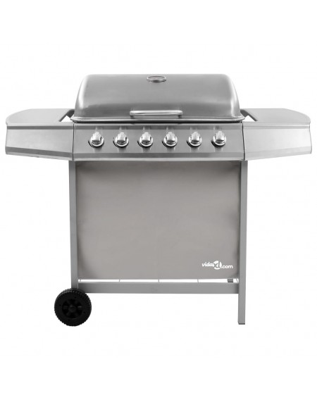 Gas grill with 6 burners silver