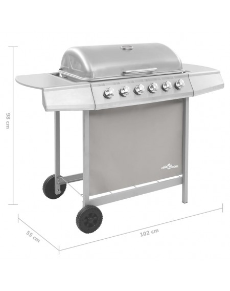 Gas BBQ Grill with 6 Burners Silver (FR/BE/IT/UK/NL only)
