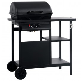 Gas barbecue with 3-level side table Black